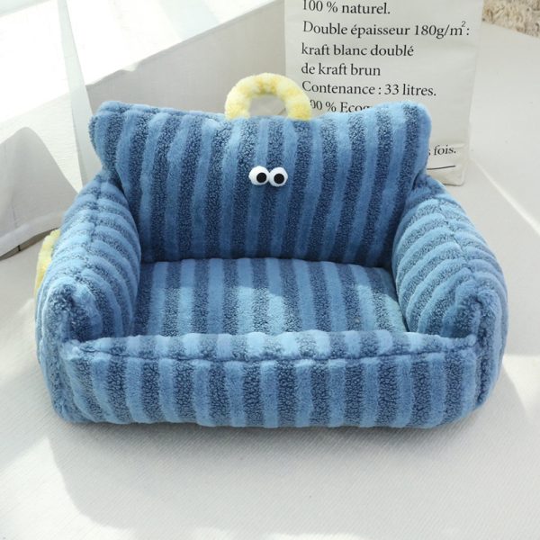 PP cotton moon velvet macaron color big eye sofa shape pet nest for cats and dogs