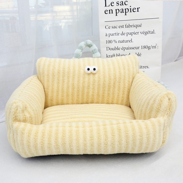PP cotton moon velvet macaron color big eye sofa shape pet nest for cats and dogs