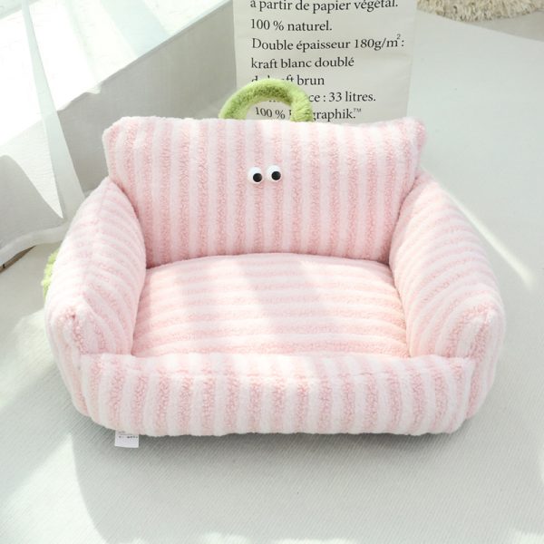 PP cotton moon velvet macaron color big eye sofa shape pet nest for cats and dogs