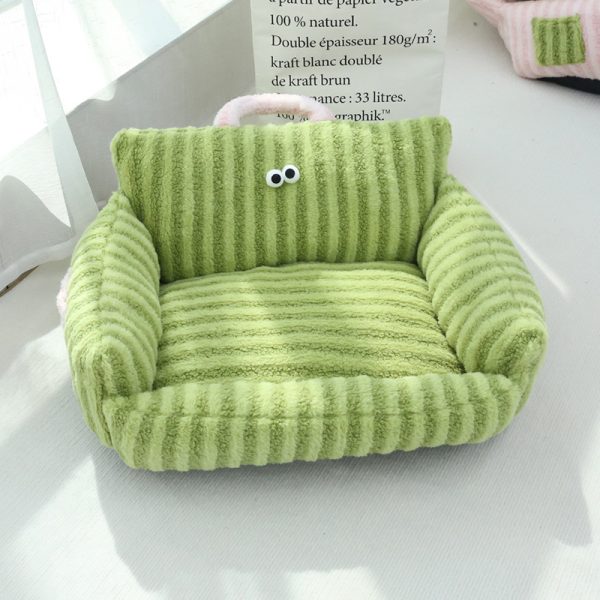 PP cotton moon velvet macaron color big eye sofa shape pet nest for cats and dogs