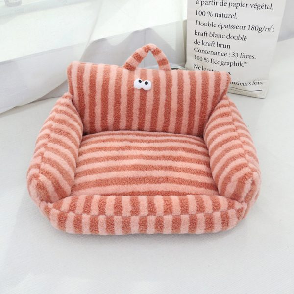 PP cotton moon velvet macaron color big eye sofa shape pet nest for cats and dogs