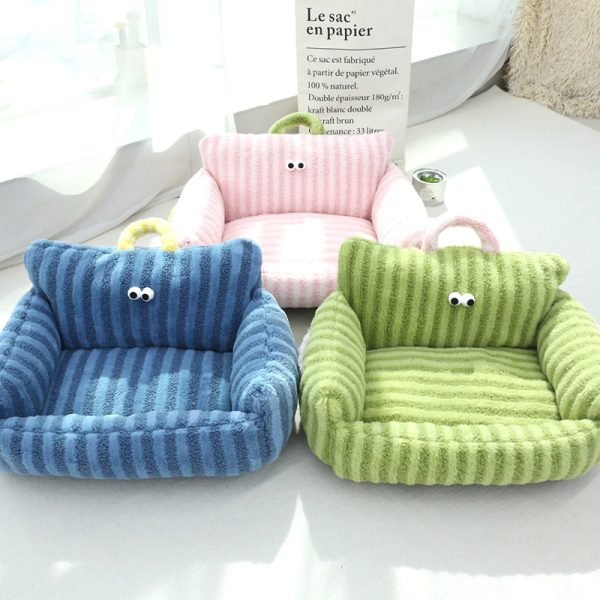 PP cotton moon velvet macaron color big eye sofa shape pet nest for cats and dogs