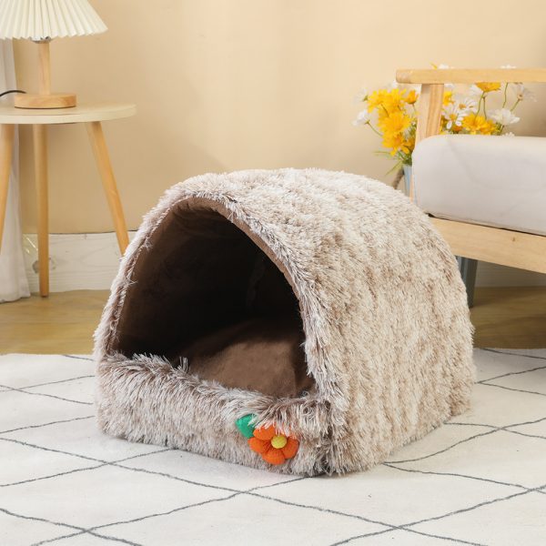 Closed plush thickened warm cat and dog house