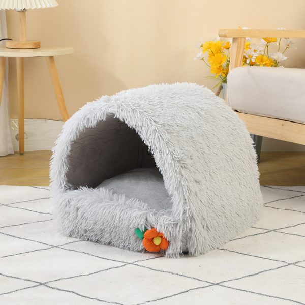 Closed plush thickened warm cat and dog house