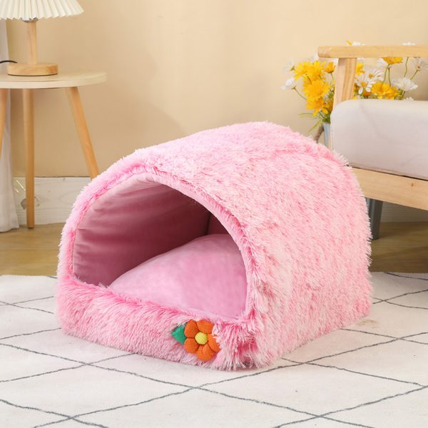 Closed plush thickened warm cat and dog house