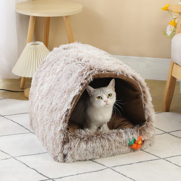 Closed plush thickened warm cat and dog house