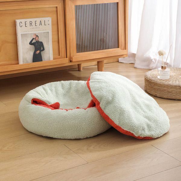 Shell-shaped winter sheep velvet thickened warm pet cave for cats and dogs