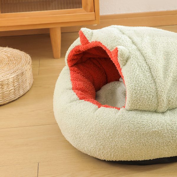 Shell-shaped winter sheep velvet thickened warm pet cave for cats and dogs