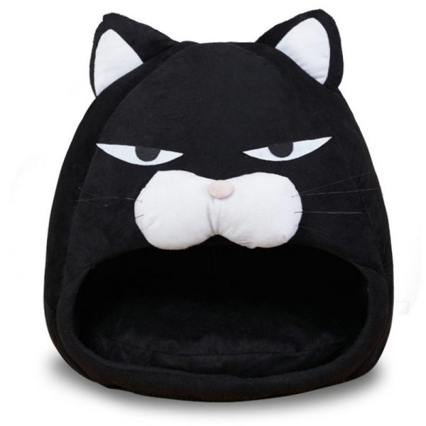 Cute cartoon black cat shape pet house for cat and dog