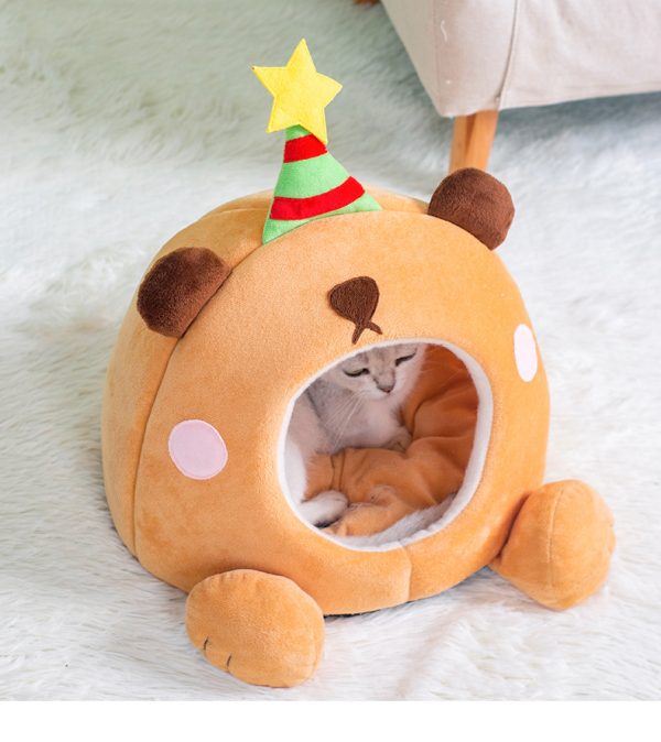 Lucky star closed warm and safe pet house cat nest
