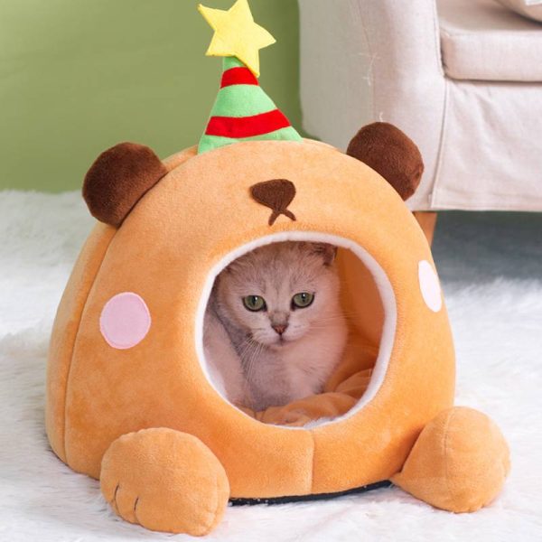 Lucky star closed warm and safe pet house cat nest