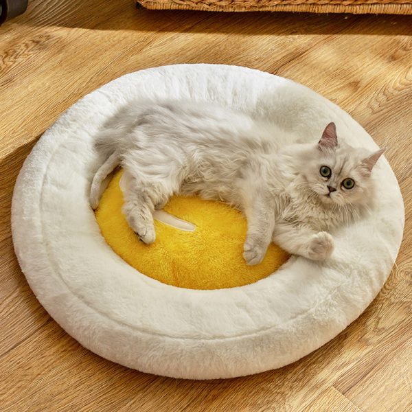 Yellow omelette/green avocado shape soft cat bed and dog bed
