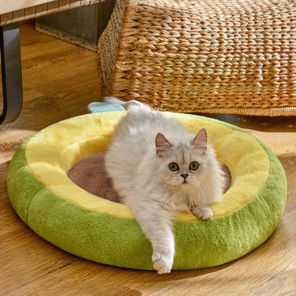 Yellow omelette/green avocado shape soft cat bed and dog bed