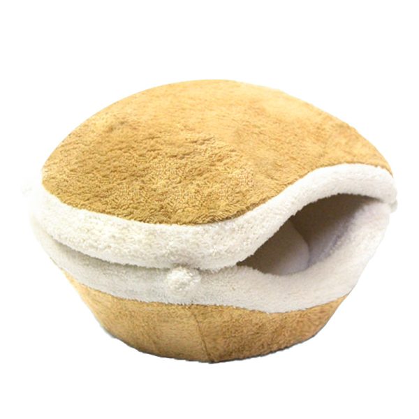 Semi-enclosed hamburger shaped shell cat house