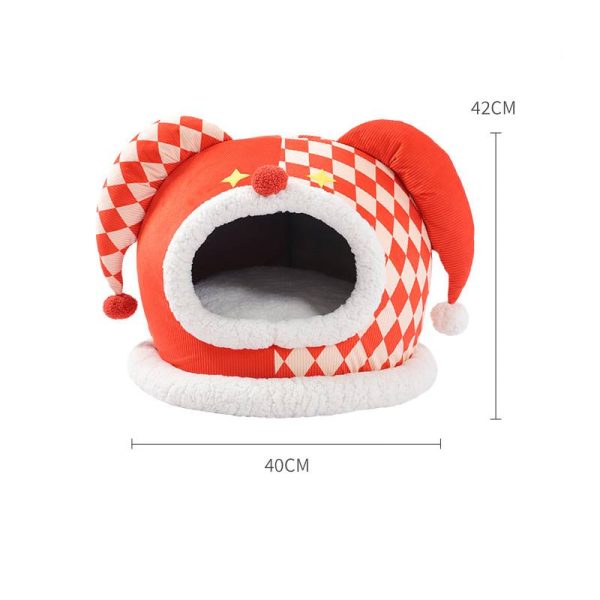 Circus clown-shaped soft cloud plush cat cave cat house