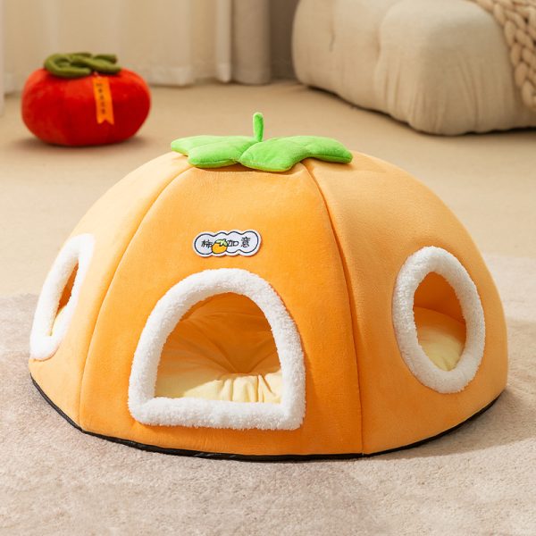 Persimmon shape multi-hole cat house suitable for multi-cat families